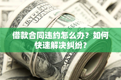 武汉借款合同违约怎么办？如何快速解决纠纷？